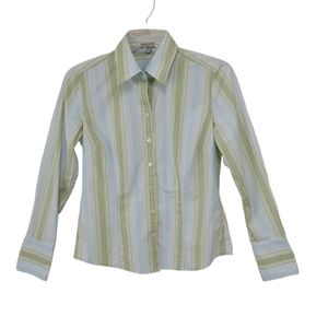 Ann Taylor women's longsleeve button down blouse Size 4 striped pastel colors